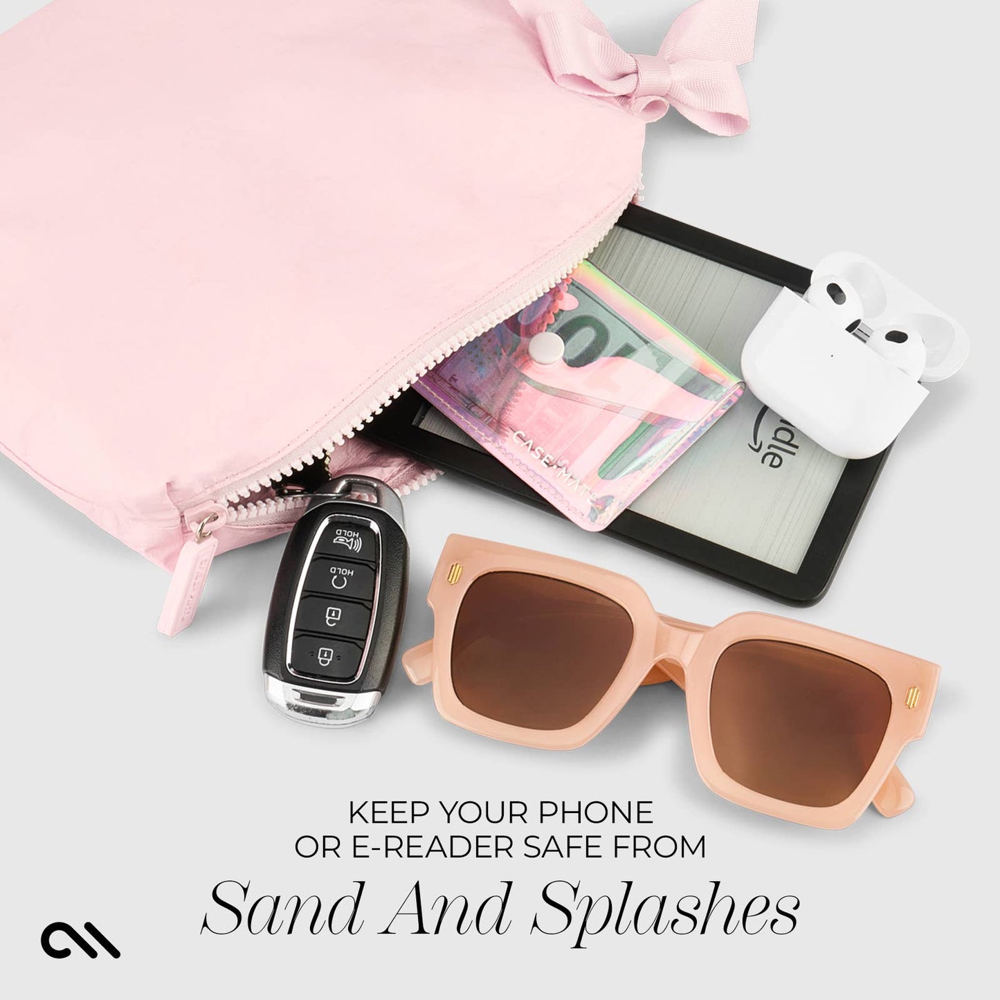 Special Edition Ballet Pink Bow Waterproof Beach Zip Pouch