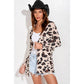 Leopard print knit long sleeve cardigan