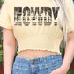 HOWDY COWBOYS GRAPHIC SMOCKED CROP TOP : PEACH