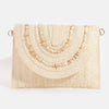 Shell Beaded Accent Paper Woven Envelope Clutch Bag: IV