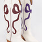 RUBY BOW SWIRLING PATTERNED WESTERN BOOTS: WHITE/ LIGHT BLUE / B12