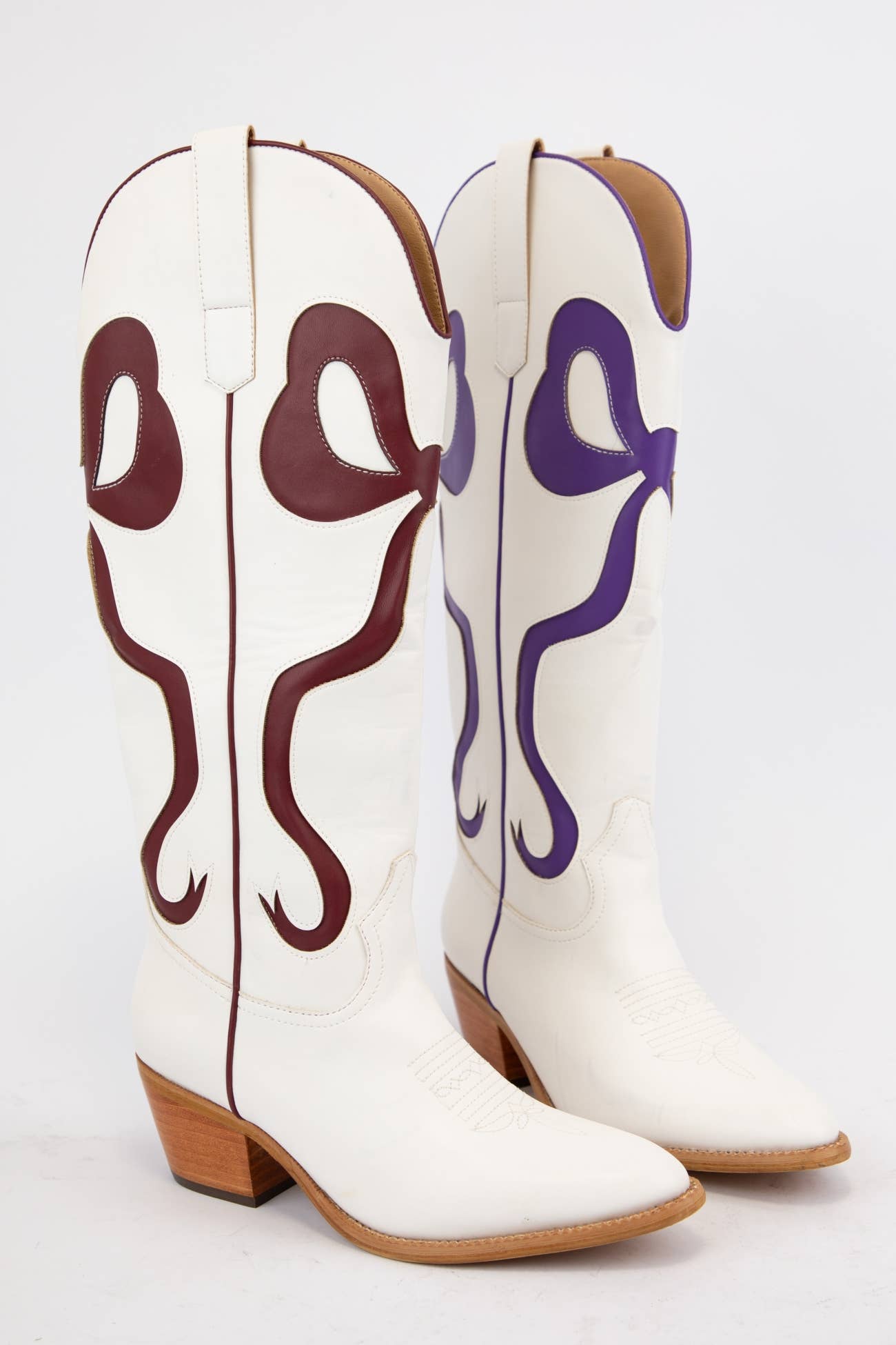 RUBY BOW SWIRLING PATTERNED WESTERN BOOTS: WHITE/ LIGHT BLUE / B12