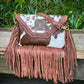 Upcycled LV Cowhide Leather Fringe Crossbody Western Rodeo