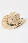 Straw Braided Beaded Strap Cowboy Hat: IV