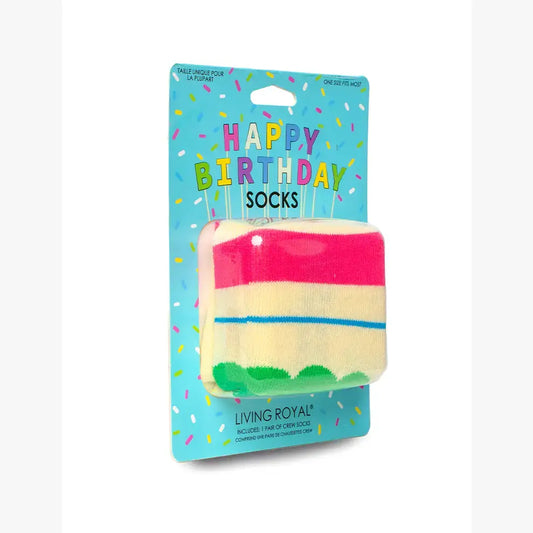 3D Packaged Crew Socks - Cake - "It's My Birthday" - Cream