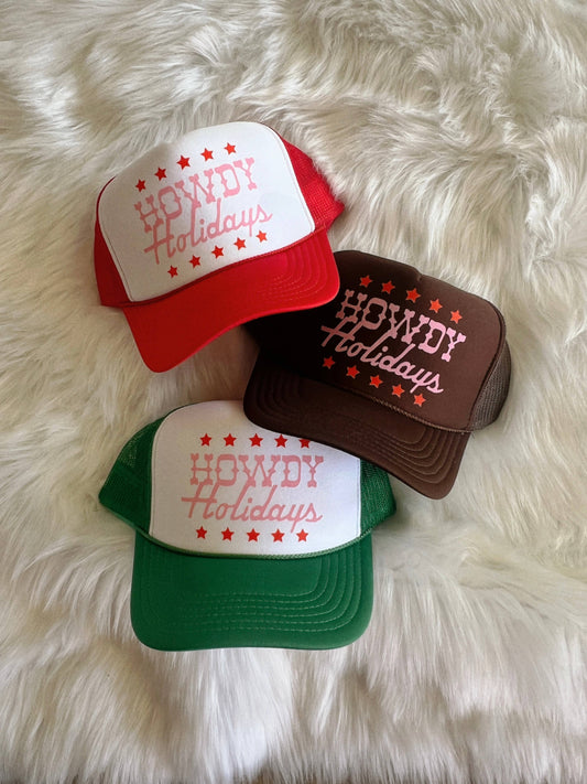 Howdy Holidays Trucker Hat: White
