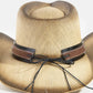 Western Long Horn Studded Strap Straw Cowboy Hat: KA