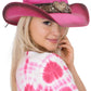 Heart Bling Rhinestone Belt Ombre Straw Cowboy Hat: Beige