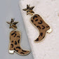 ANIMAL LEATHER BOOTS STAR POST EARRINGS | 10E3060201: LEOPARD