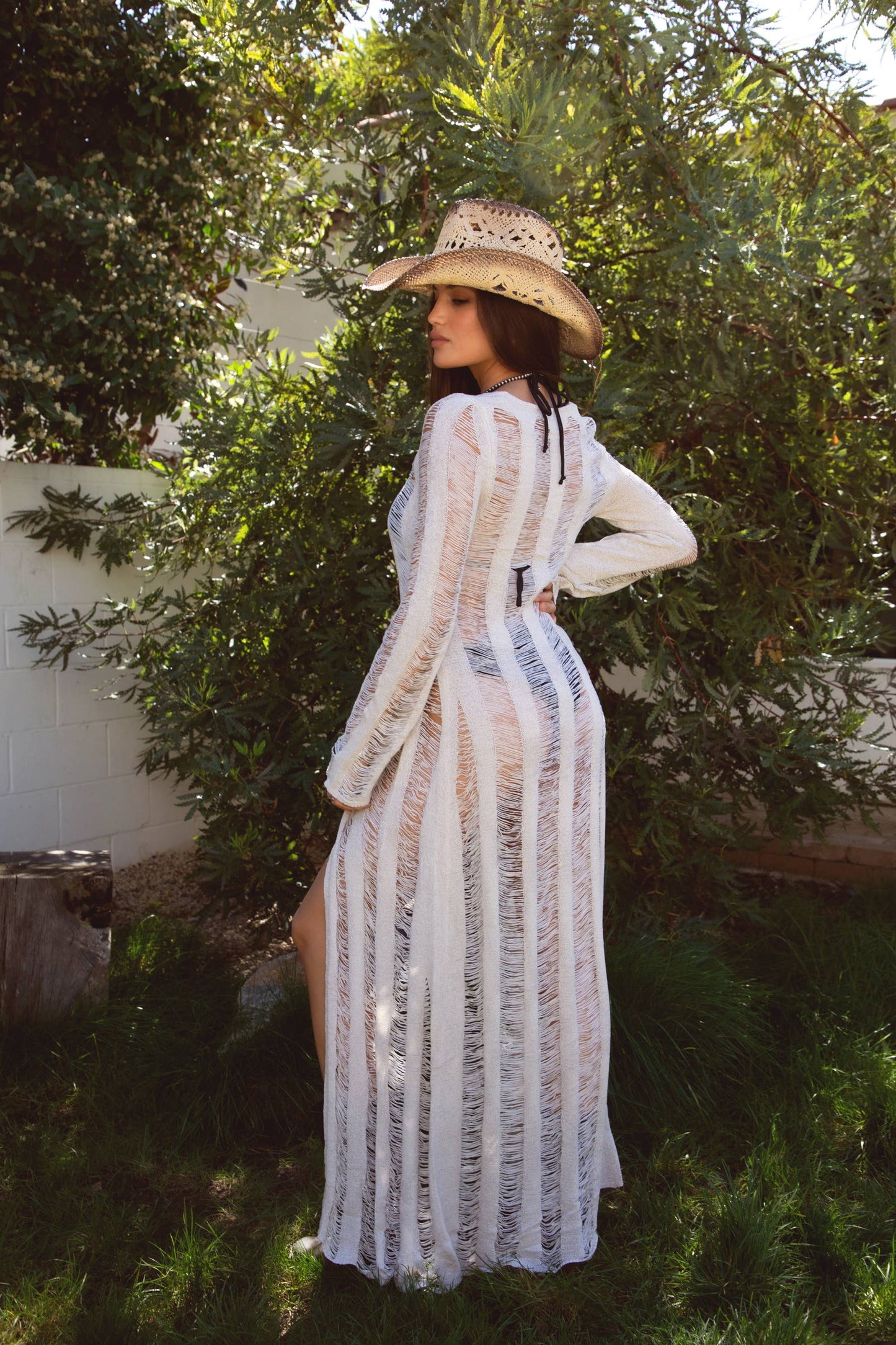 BREEZE Distressed Ladder Knit Cover Up