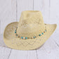 Straw Cowboy Hat With Turquoise Bead Shell Band: IV
