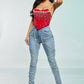 Velvet Corset Rhinestones: RED
