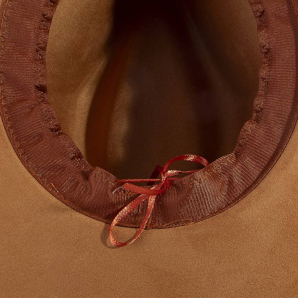 Wide Brim Felt Hat With Floral Ribbon Band