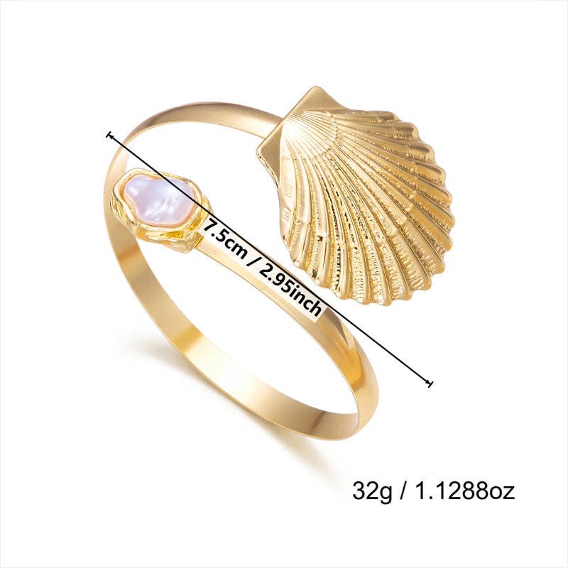 Shell Pearl Arm Cuff Bracelet