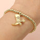 Stainless Steel Cowboy Boot Charm Beaded Stretch Bracelet