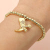 Stainless Steel Cowboy Boot Charm Beaded Stretch Bracelet
