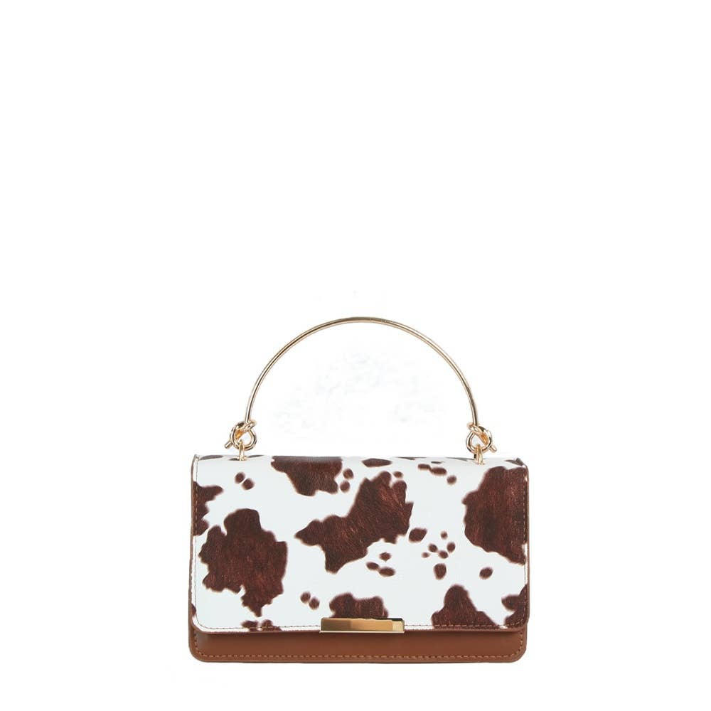 Cow Print Ring Handle Bag