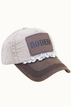 RODEO Two-Toned Dad Cap with Vegan Leather Bill +Leatherette: Beige/Brown