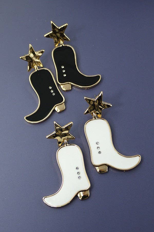 WESTERN COWBOY BOOT EARRINGS | 31E23558: BLACK