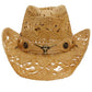 Longhorn Monochrome Belt Crochet Woven Cowboy Hat: Hot Pink