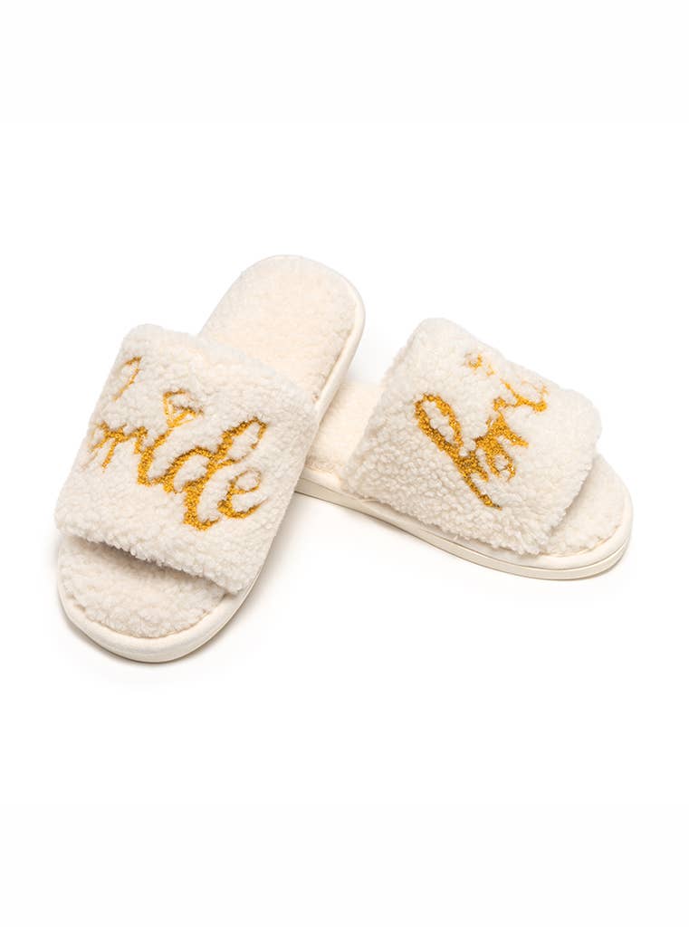 Indoor / Outdoor Slide Slippers - "Bride" - White: M/L