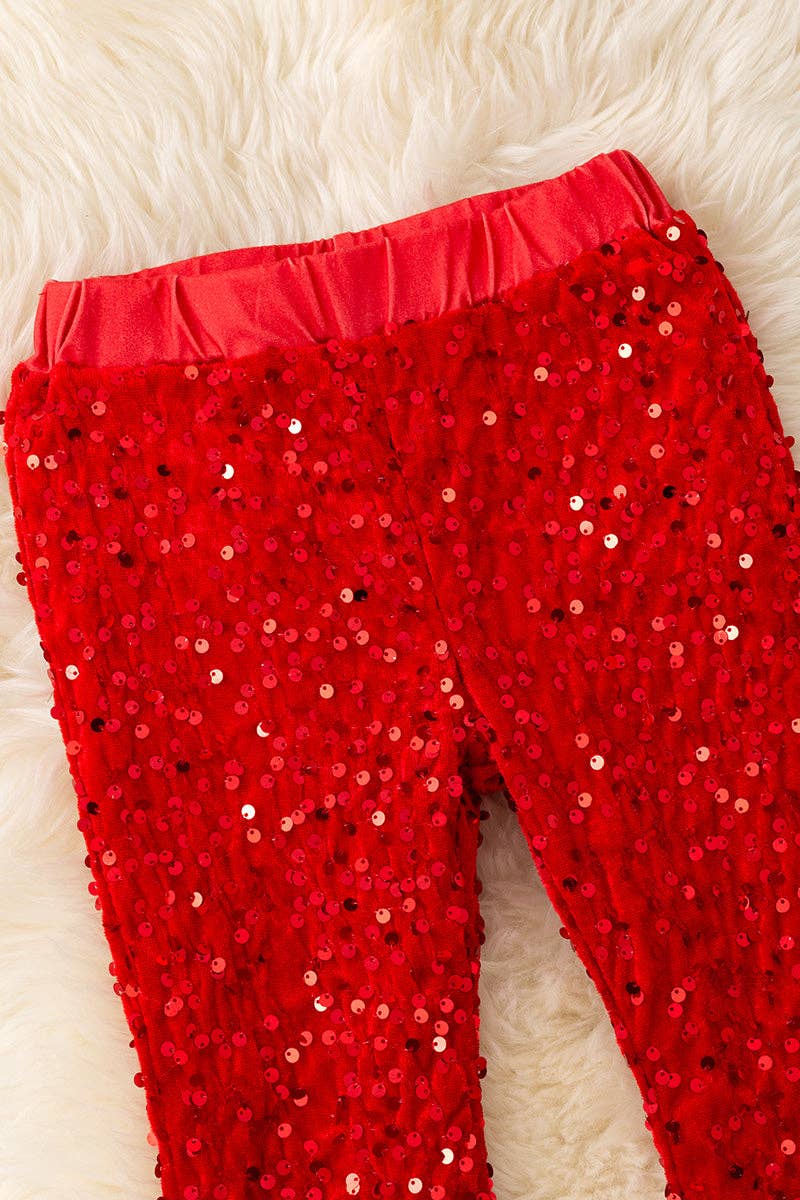Red sequins bells with stretchy waistband. PNG50113007