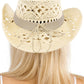 Longhorn Monochrome Belt Crochet Woven Cowboy Hat: Hot Pink