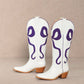 RUBY BOW SWIRLING PATTERNED WESTERN BOOTS: WHITE/ LIGHT BLUE / B12