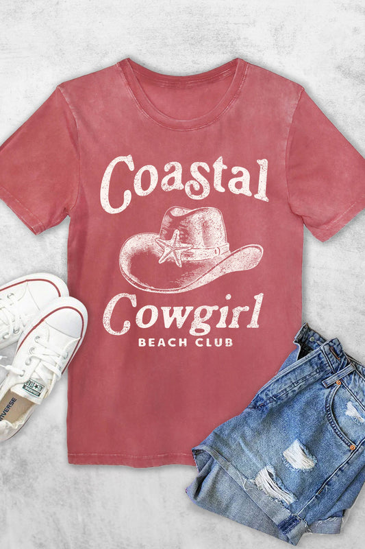 COASTAL COWGIRL BEACH CLUB WOMEN'S VINTAGE GRAPHIC TSHIRTS: TEABERRY