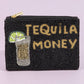 Tequila Money Seed Bead Coin Purse: BLACK