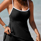 Color Block Edge Ribbed Pocketed Lined Swim Dress
