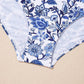 Sky Blue Crossed Back Floral Print swim dress