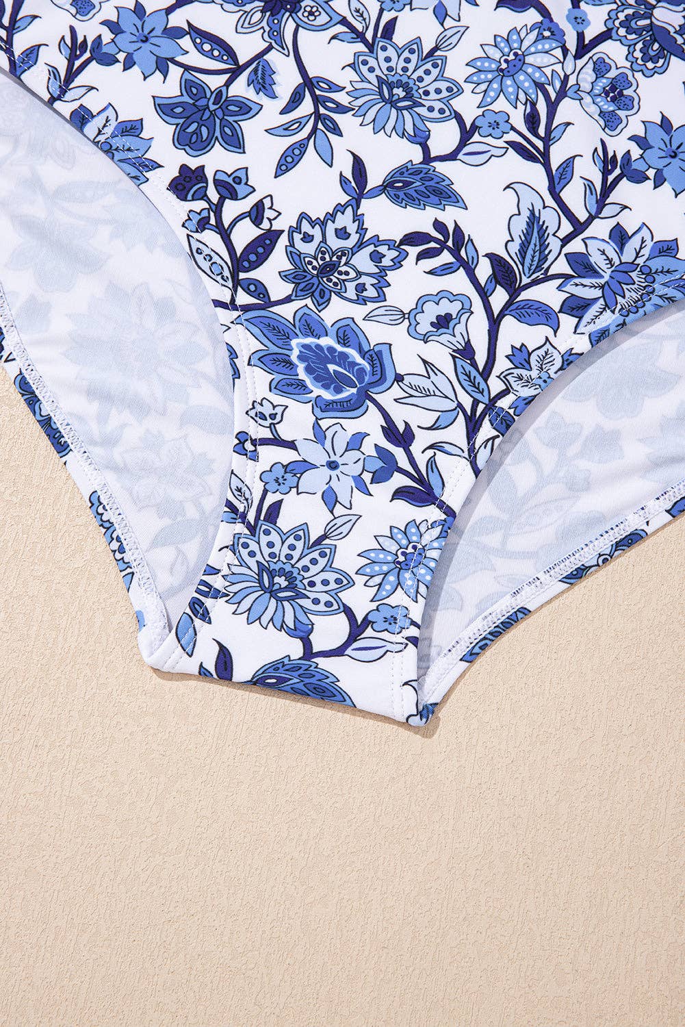 Sky Blue Crossed Back Floral Print swim dress