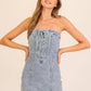 Lace-Up Stretch Denim Mini Dress