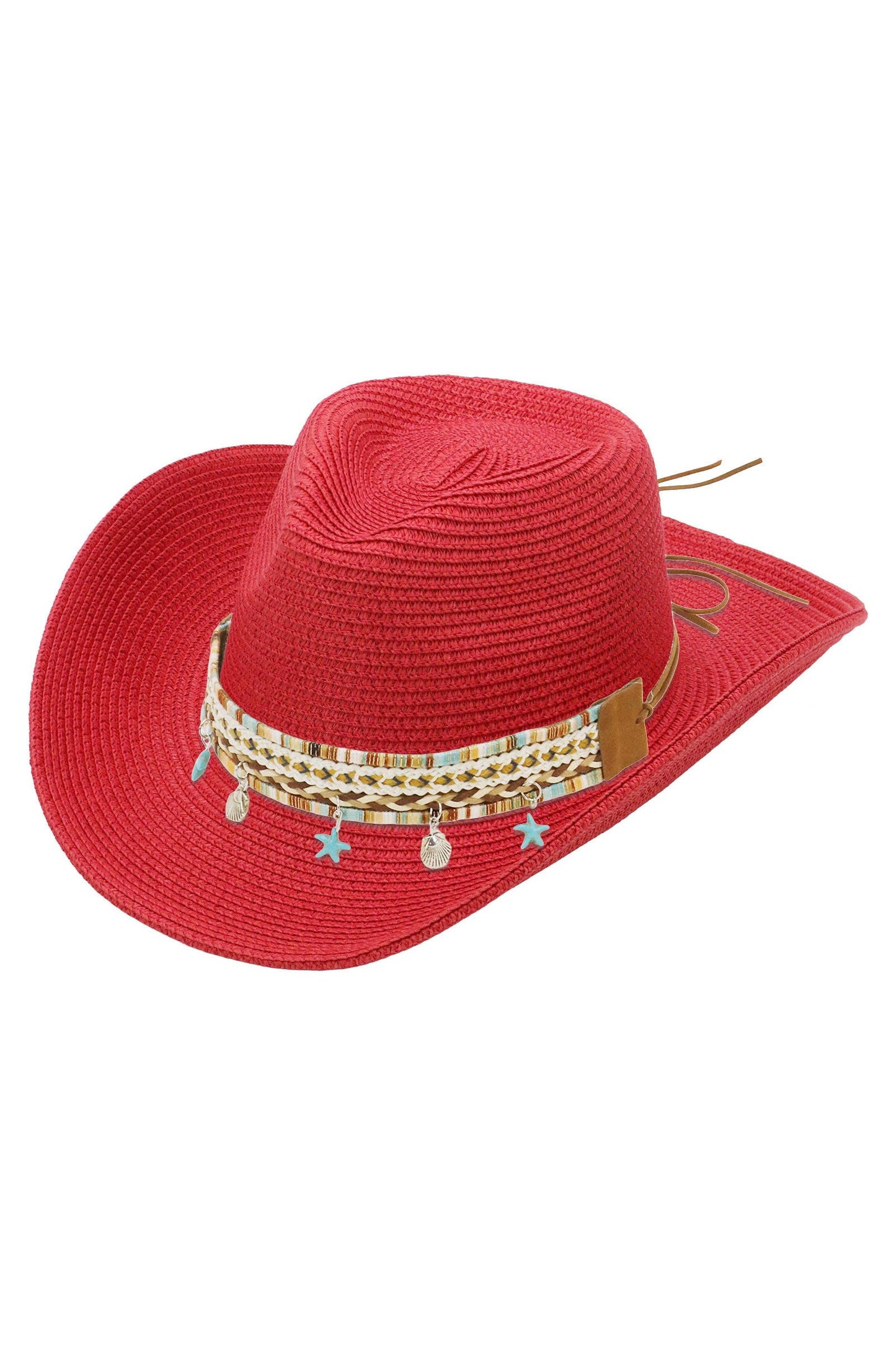 Blue Starfish Straw Coastal Cowgirl Hat: TAN / ONE SIZE