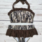 Camouflage Printed Two Piece Ruffle Swimwear