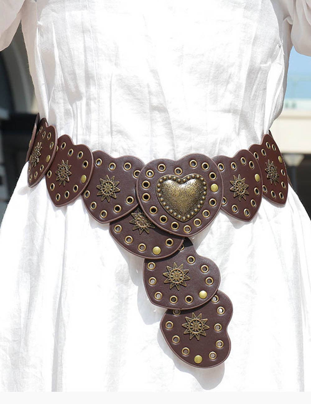 Boho Heart Wide Waist Western Leather Belt