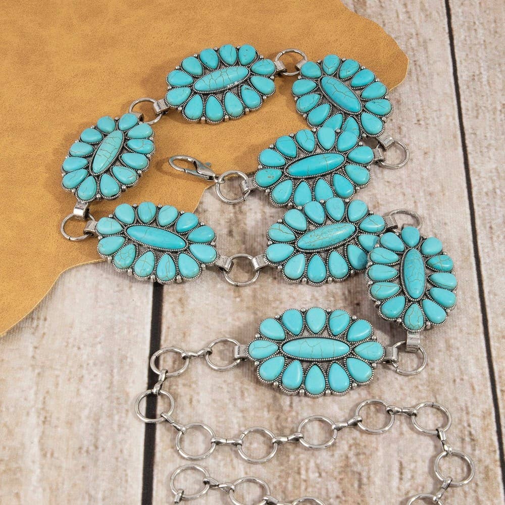 Western Assorted Color Concho Chain Belt: SBL