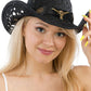 Longhorn Monochrome Belt Crochet Woven Cowboy Hat: Hot Pink