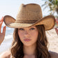 Ombre Honeycomb Knit Weave Straw Cowboy Hat