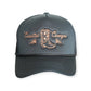 Coastal Cowgirl Trucker Hat: Forest Green/Hot Pink / Unstructured Trucker Hat
