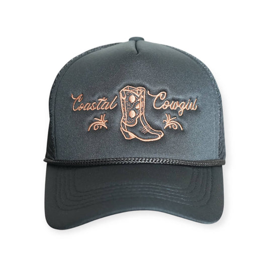 Coastal Cowgirl Trucker Hat: Forest Green/Hot Pink / Unstructured Trucker Hat