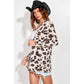 Leopard print knit long sleeve cardigan