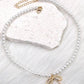PEARL CHAIN BOW CHARM NECKLACE | 80N342: Gold