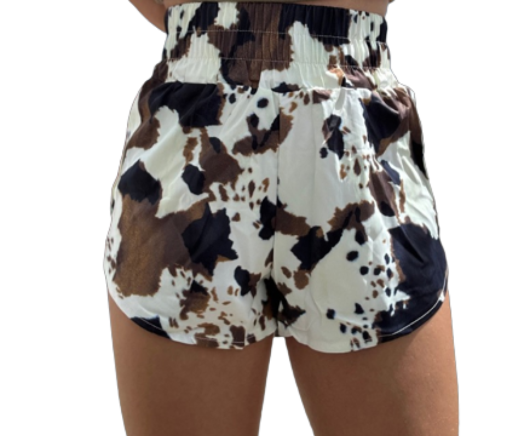 Brown Cowhide Shorts