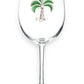 Green Diamond Palm Tree Jeweled Stemmed Wine Glass