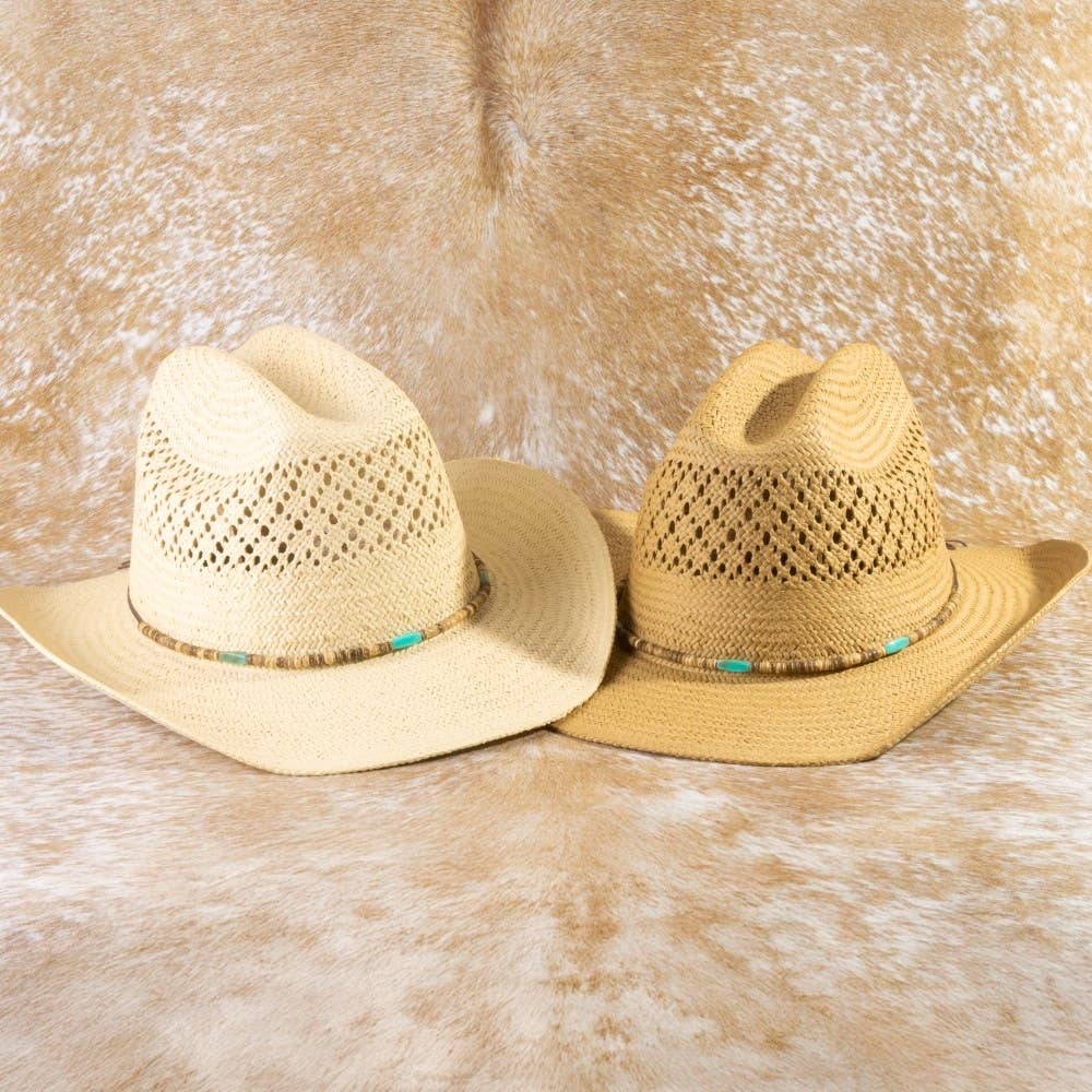 Beaded Straw Cowboy Hat