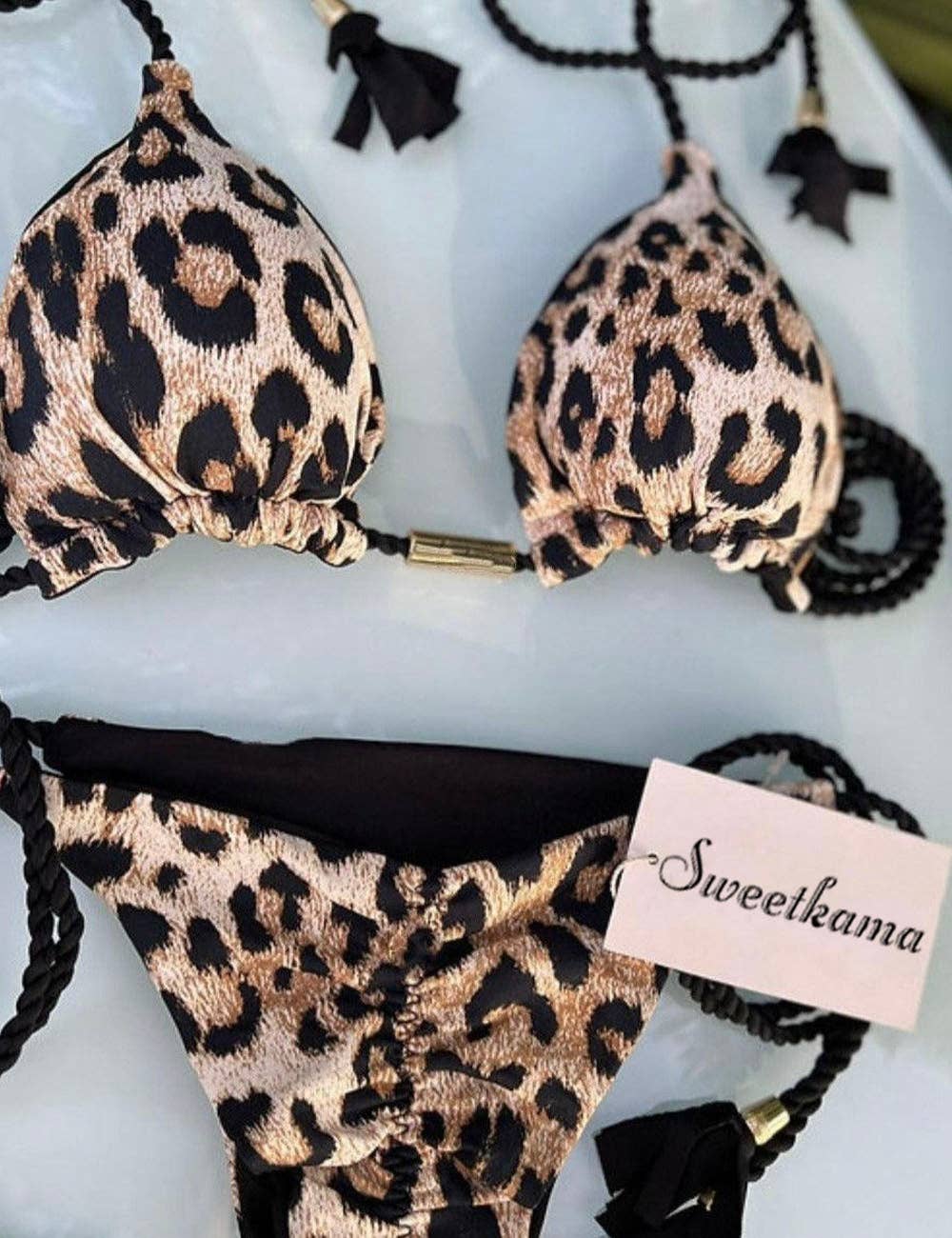 Ladies String Tie Halter Strap Sexy Bikini Set