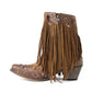 Fringed Handtooled Leather Boot