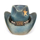 Yellow Star Print Western Eagle Medallion Cowboy Hat: BLUE